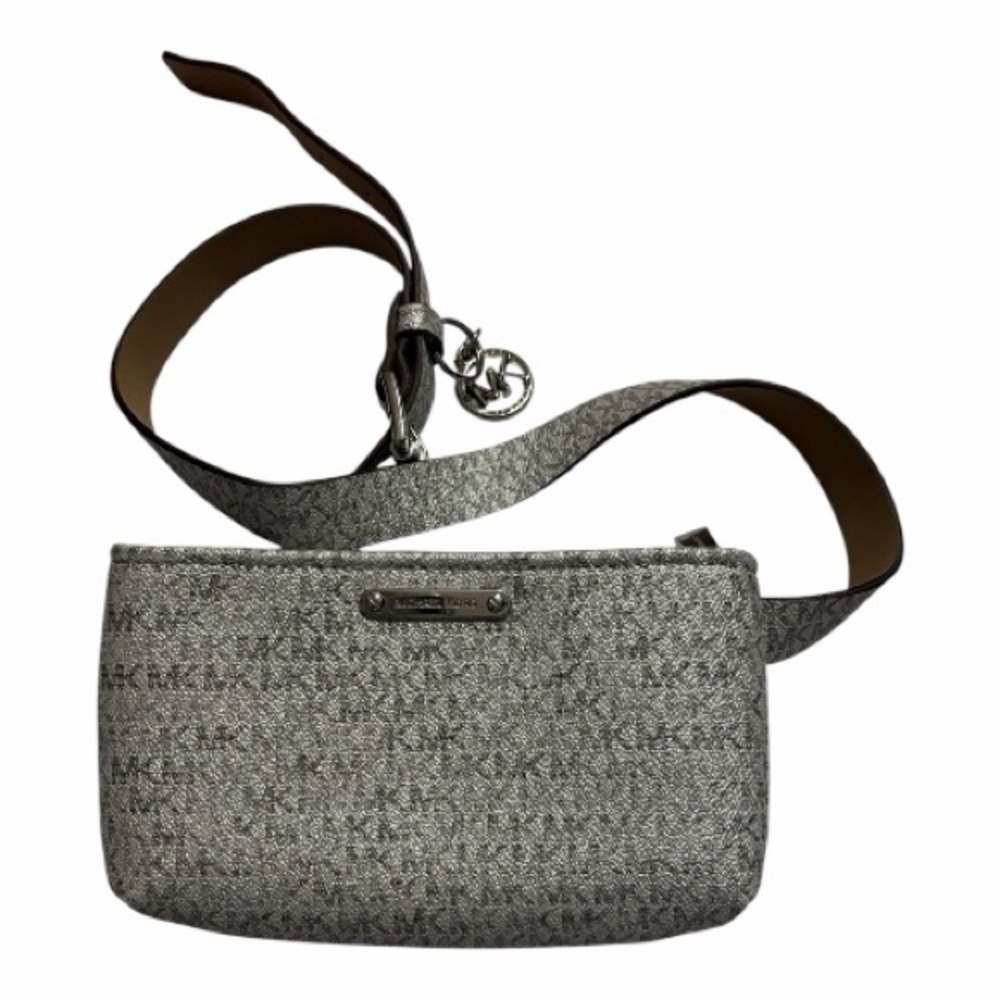 Michael Kors Silver Signature Logo Belt Bag Fanny Pack